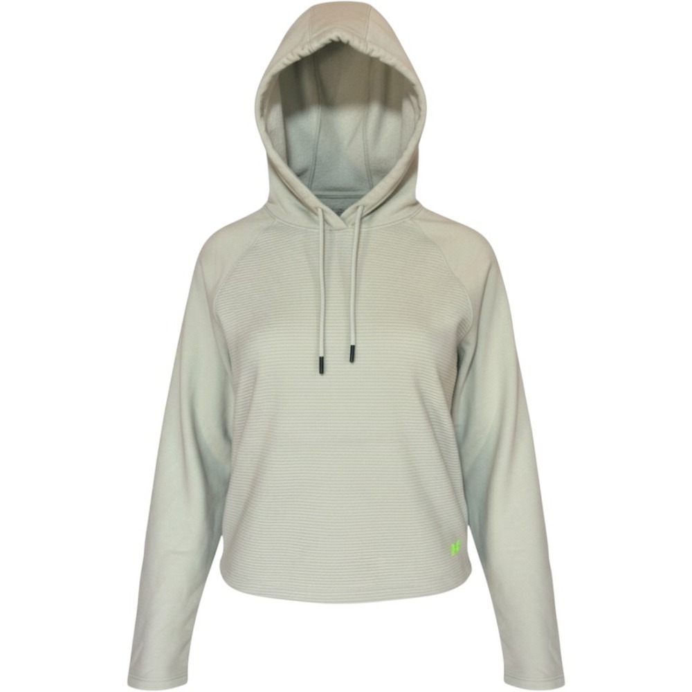 Under Armour Hoodie Womens Medium Green Fleece Ribbed Pullover Loose Fit Sport